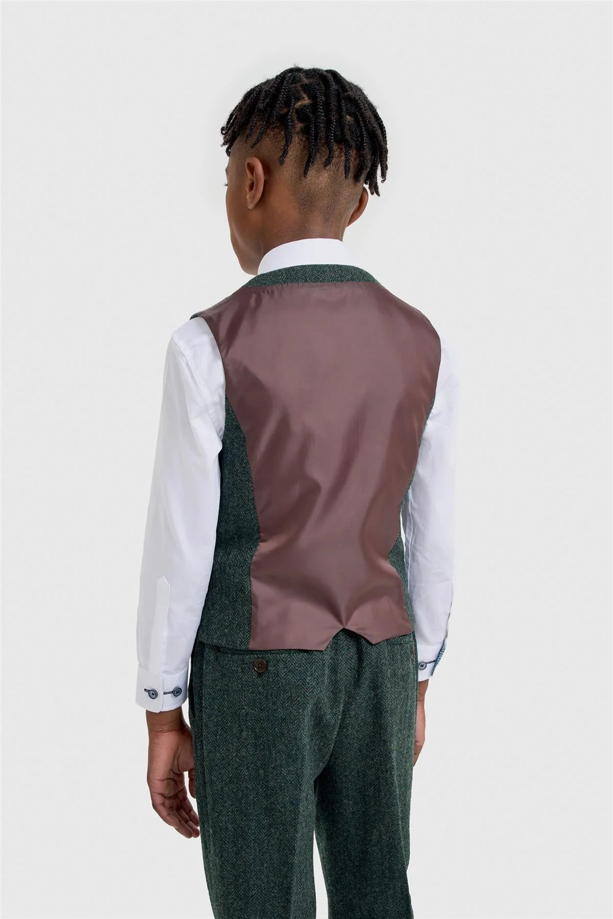 Boys Thomas Lush Olive Tweed Suit