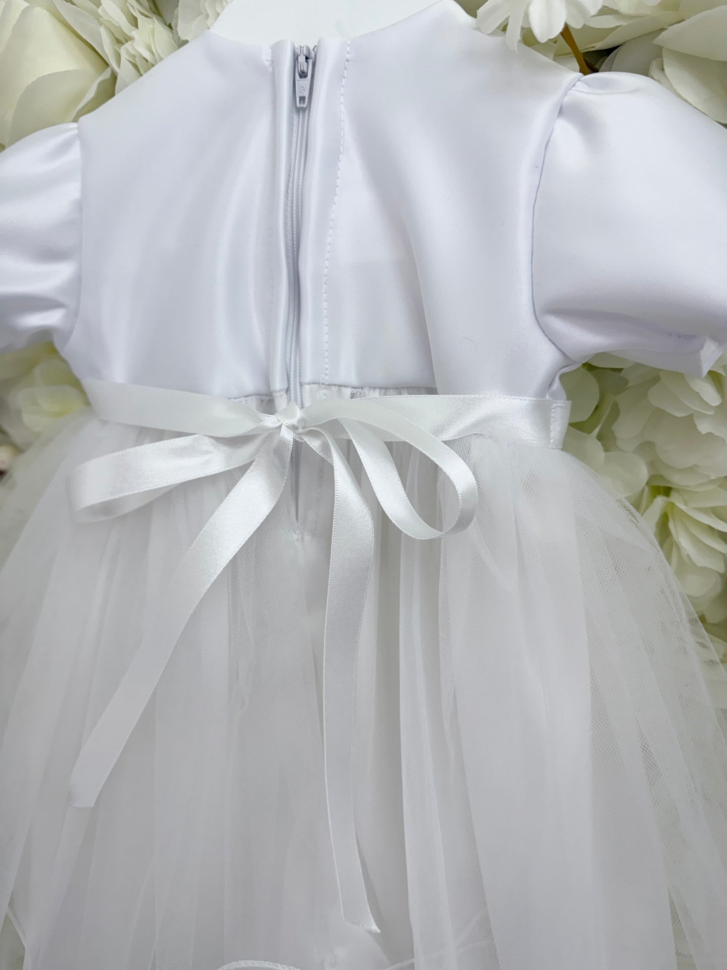 Diamonte Bow Christening Dress