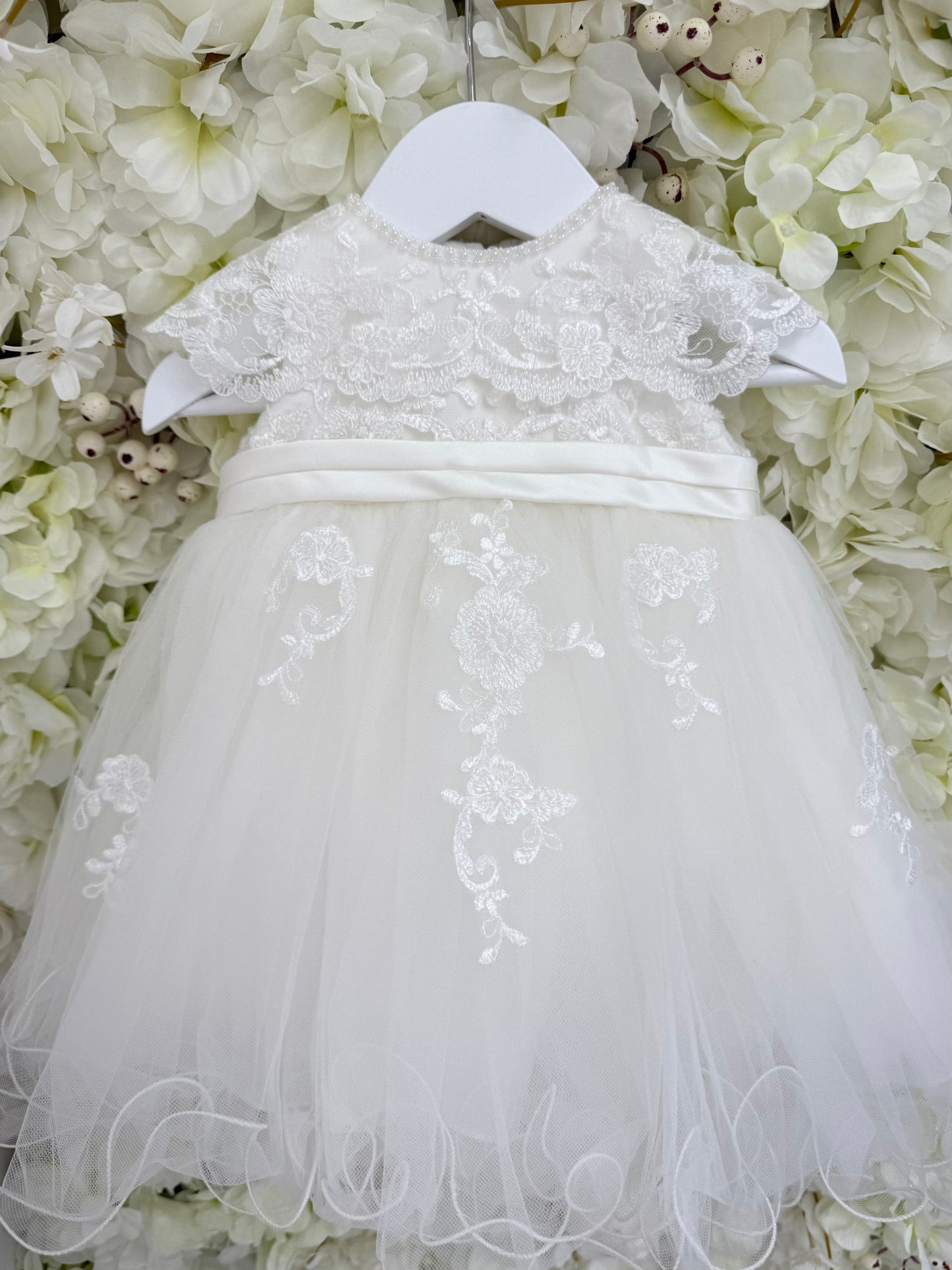 Sarah Louise Ivory Lace Collar Christening Dress