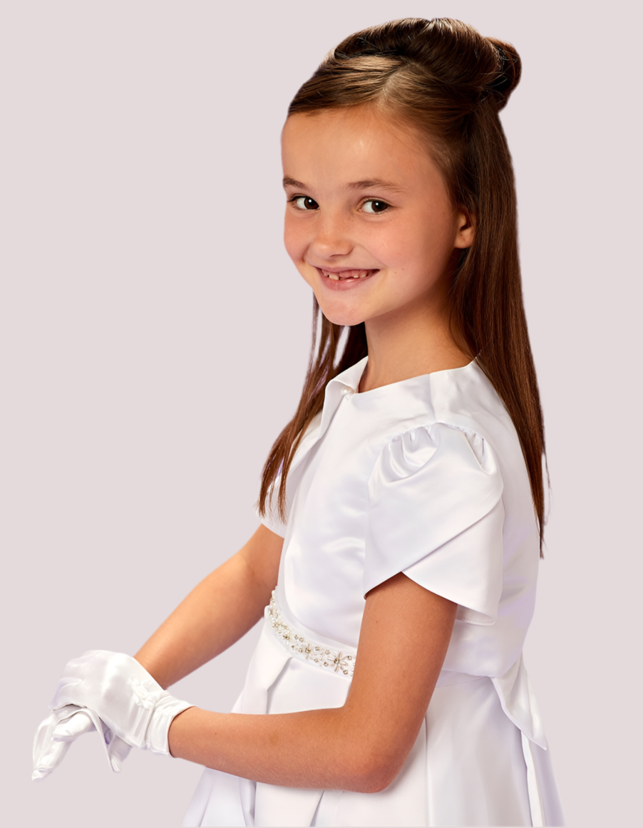 Satin Petal Sleeve Communion Bolero