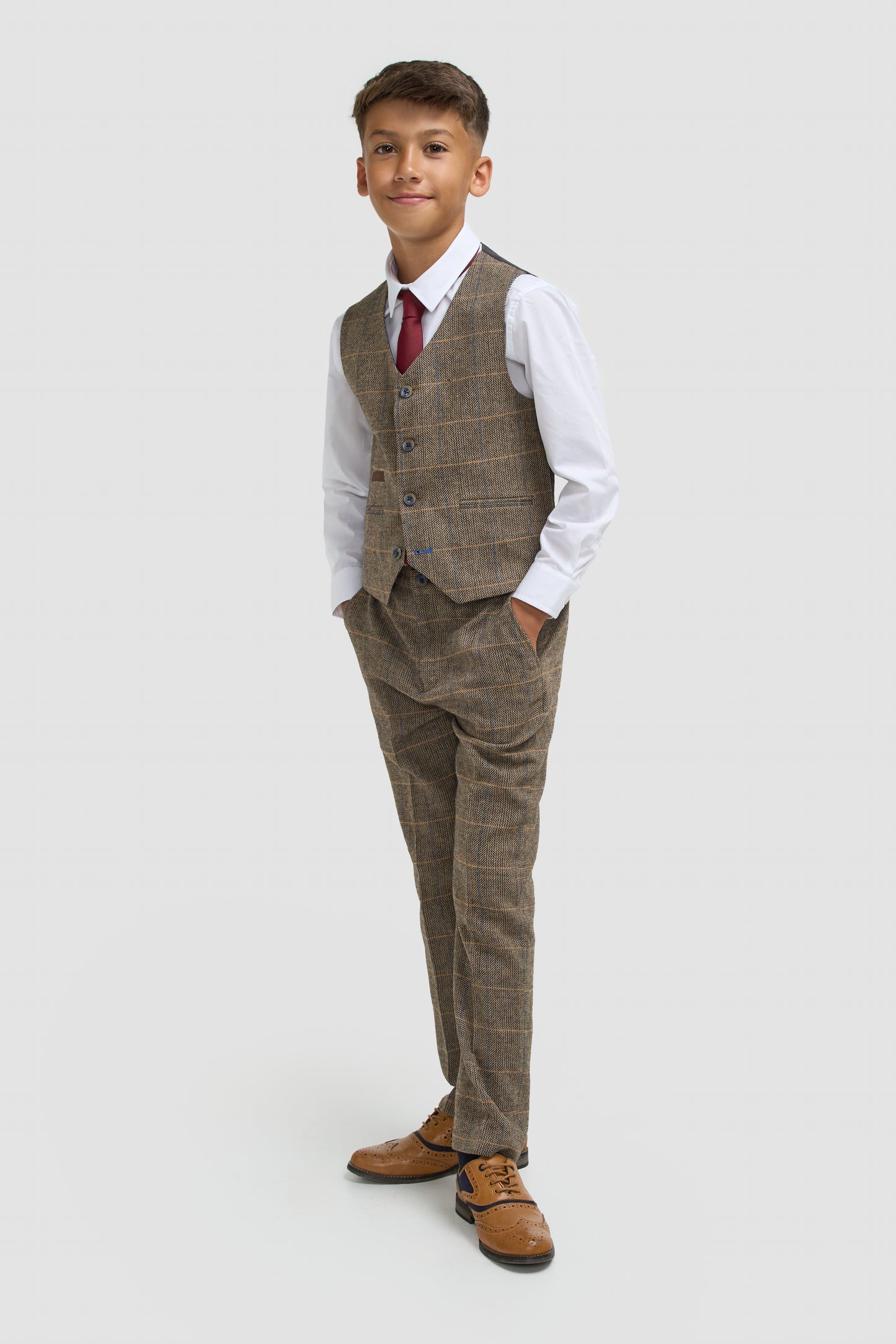 Cavani Boys Albert Brown Tweed Suit