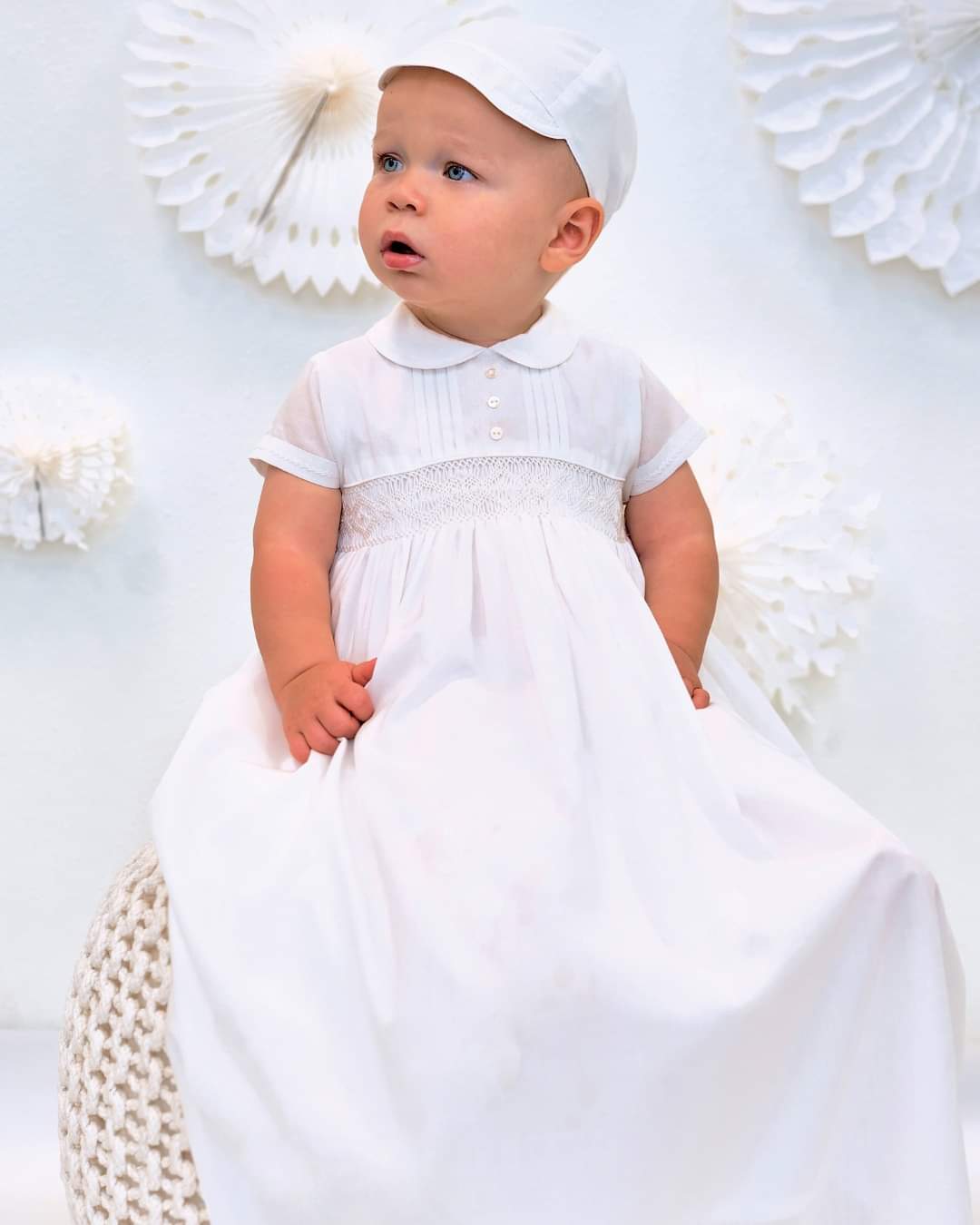Sarah Louise White Unisex Christening Gown Cap – Klassy Kids
