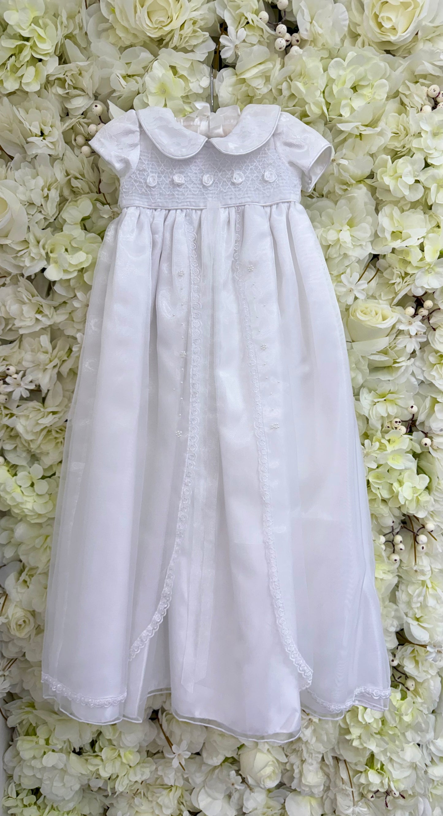 Smocked White Christening Gown