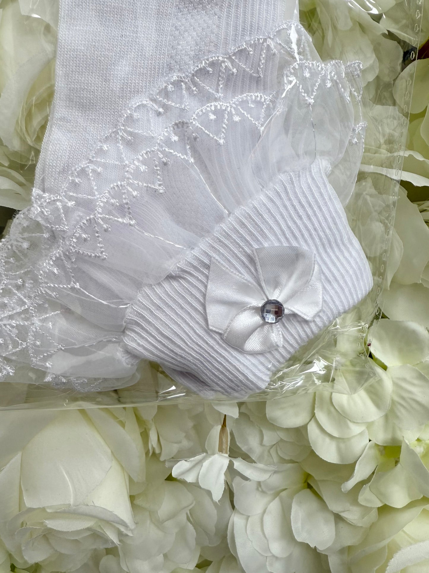 Diamonte Bow Frill Socks