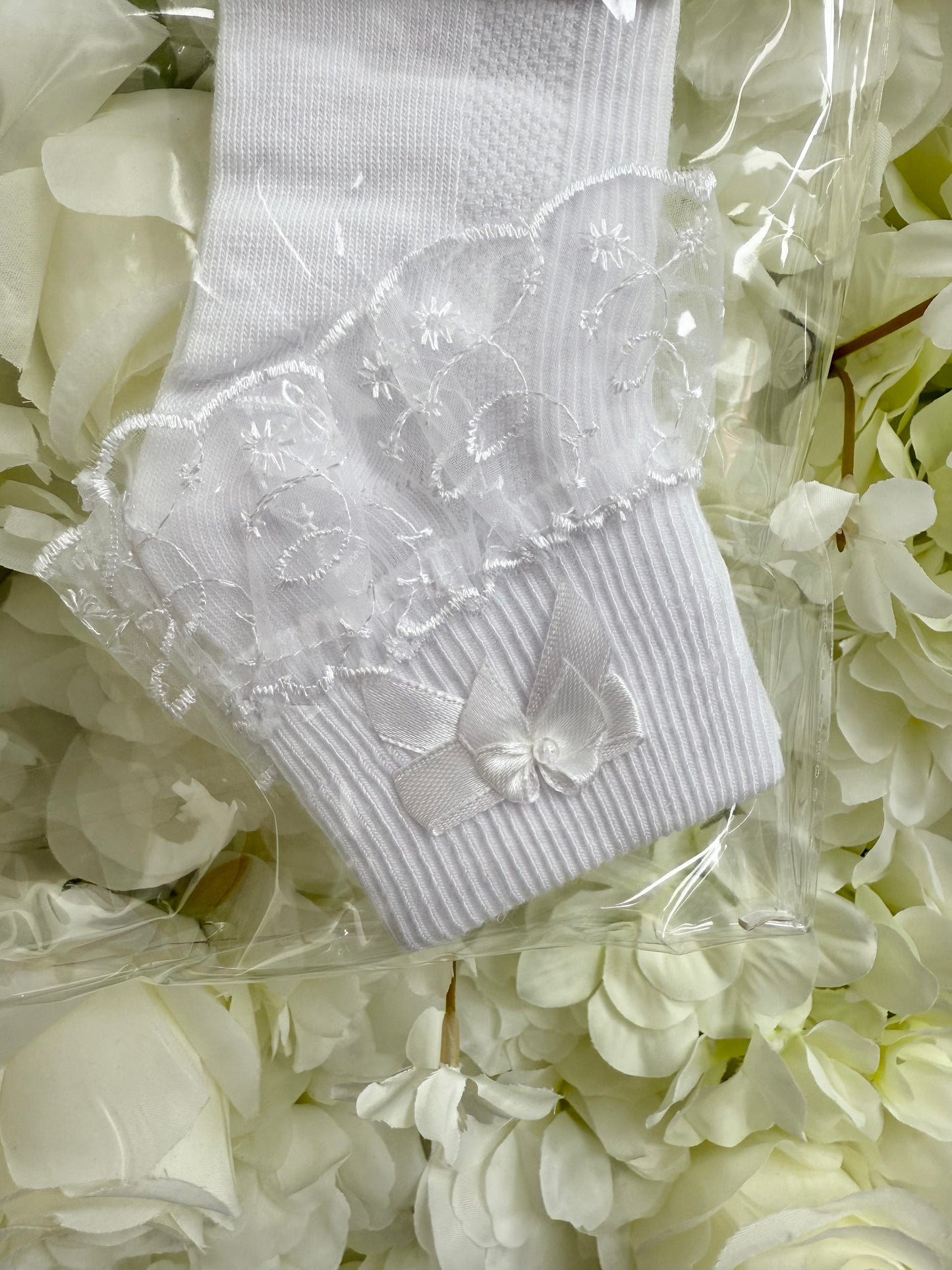 Pearl Bow Communion Socks