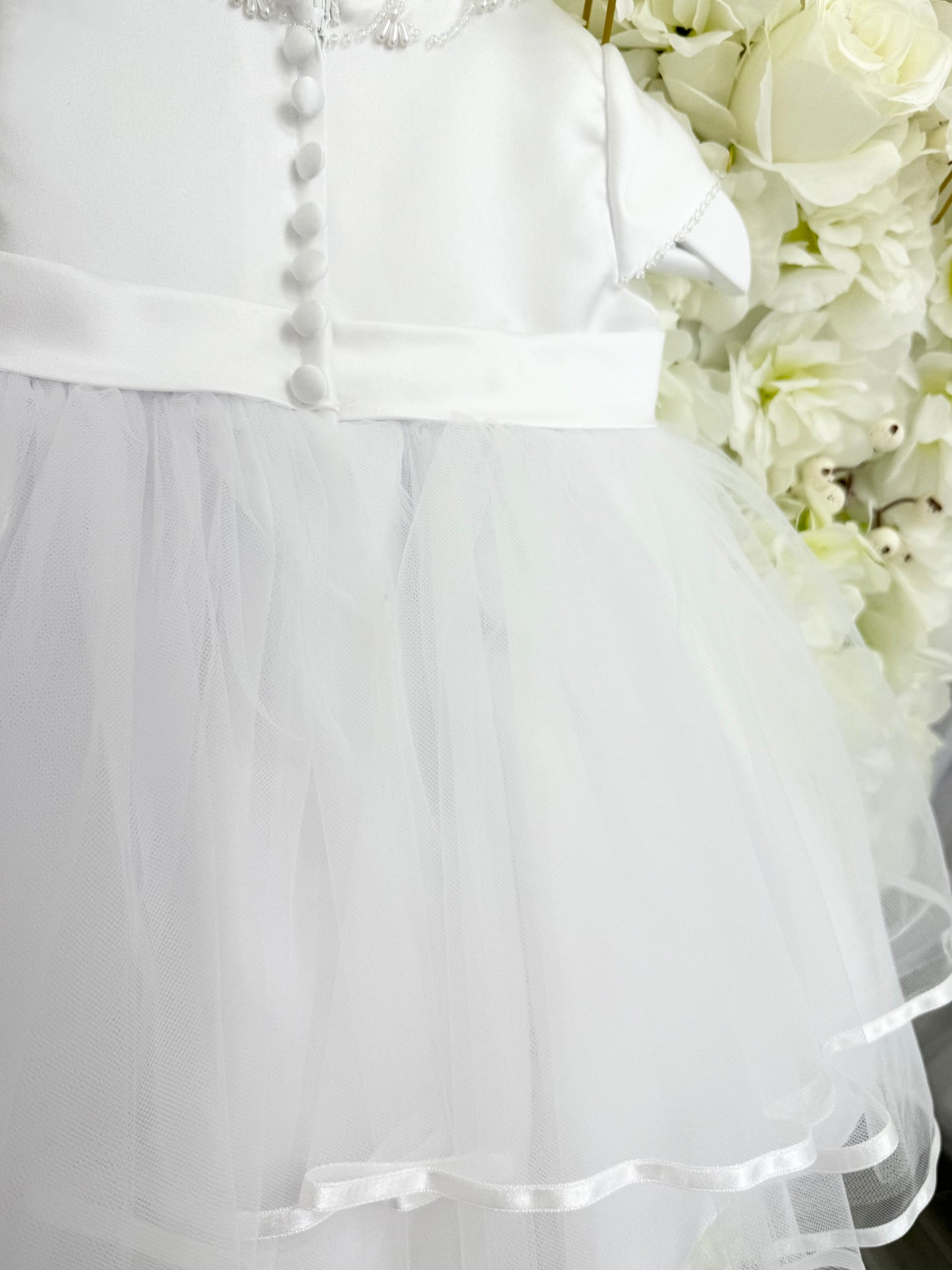 Pearl Embellished Tulle Dress