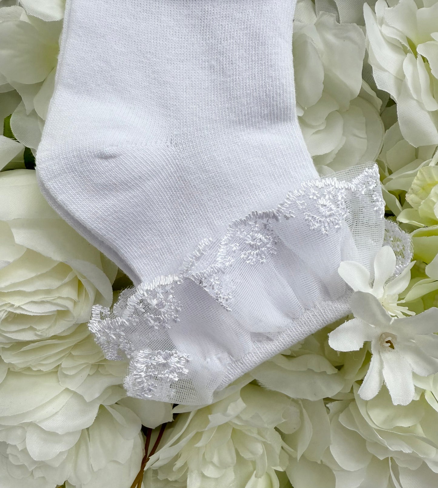Guipere Lace Frill Communion Socks