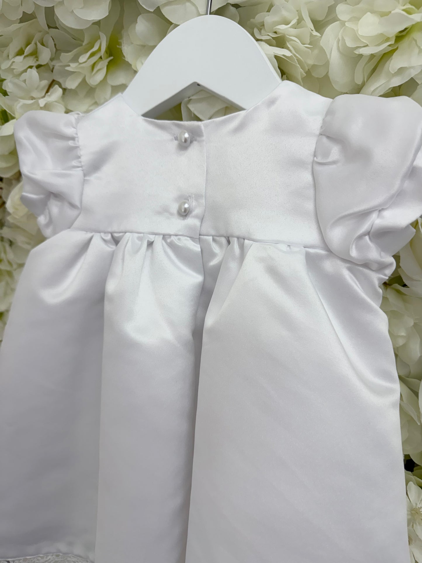Pink Flower Laced Christening Dress