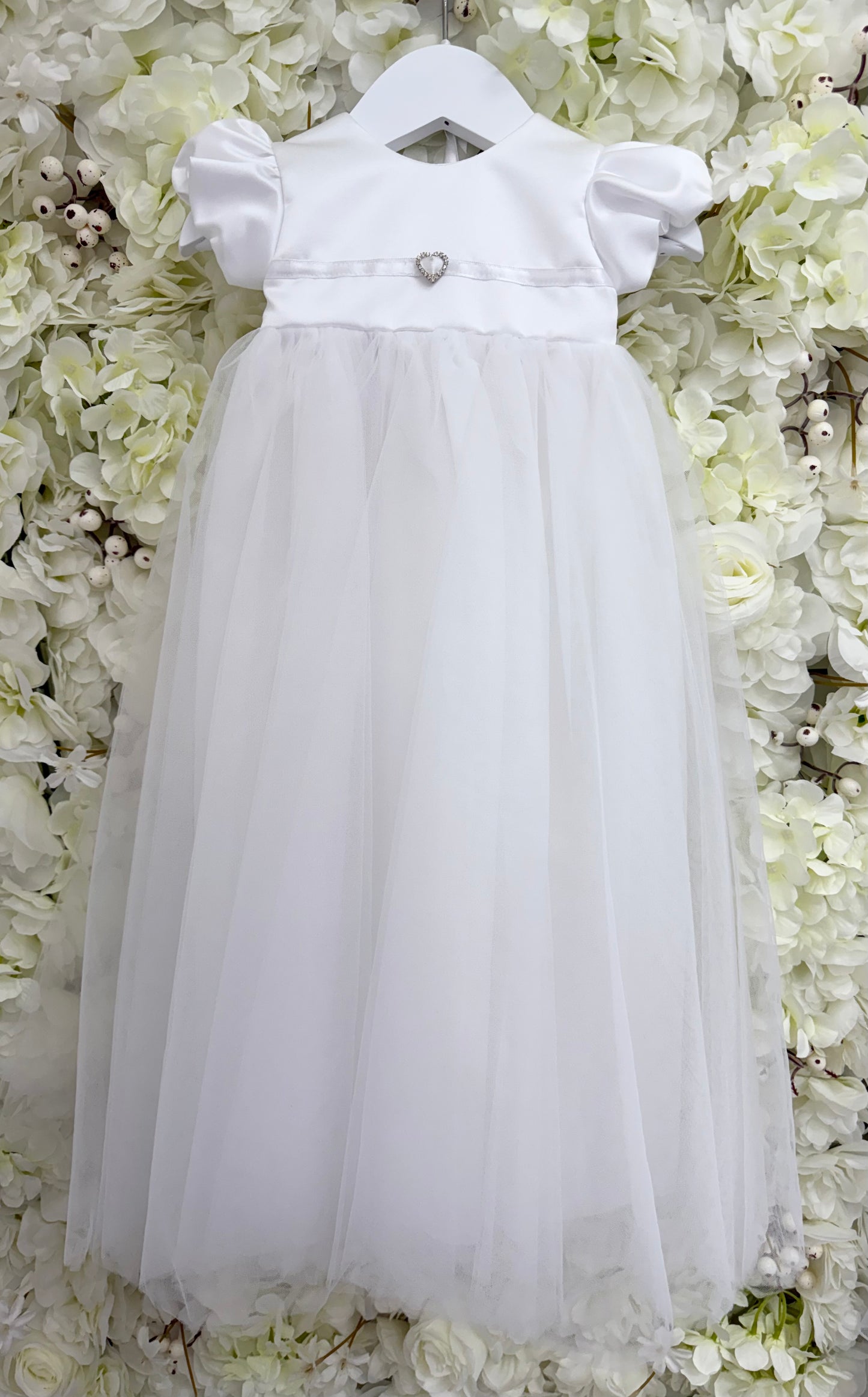 Diamonte Heart Christening Gown