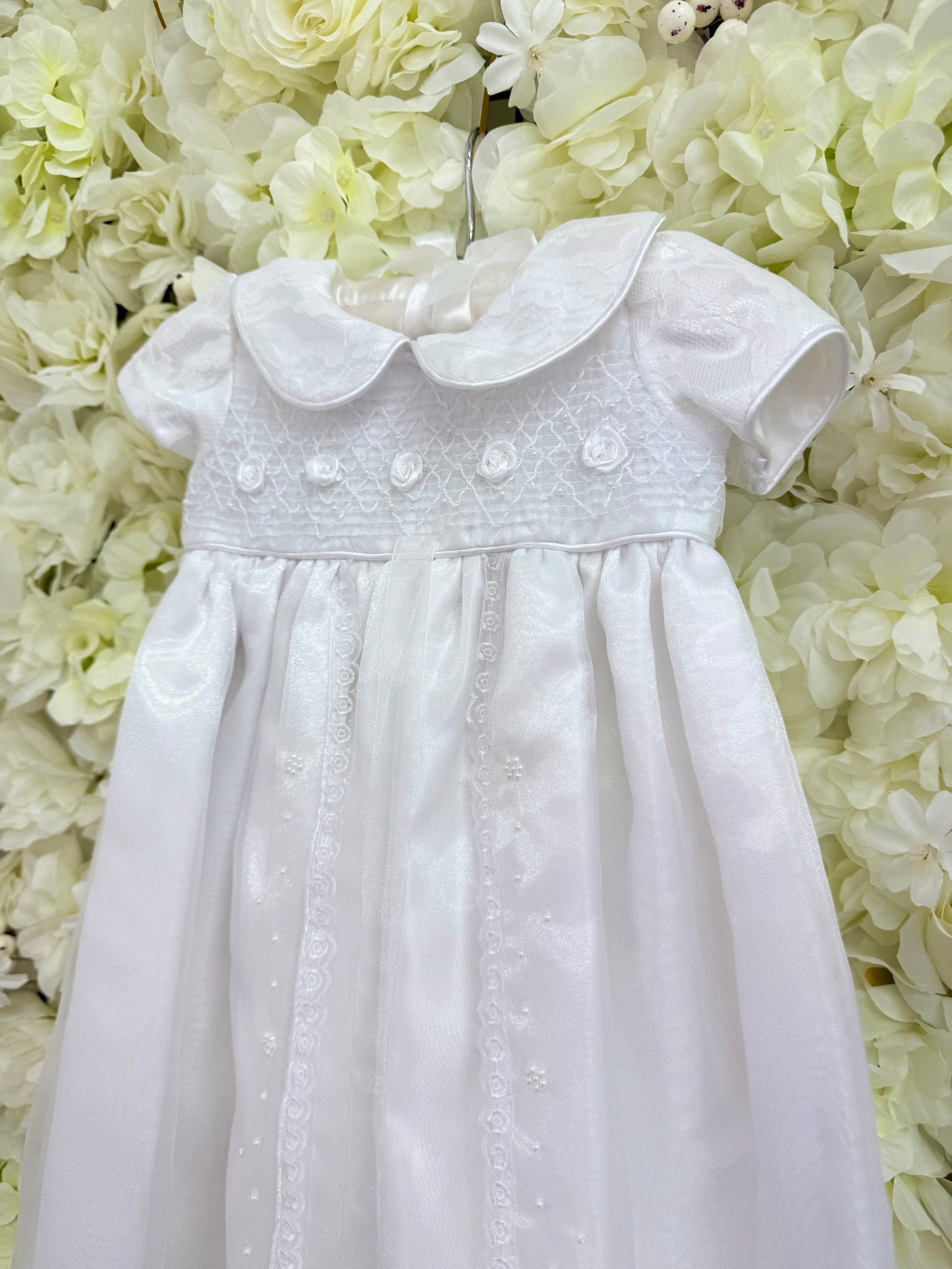 Smocked White Christening Gown