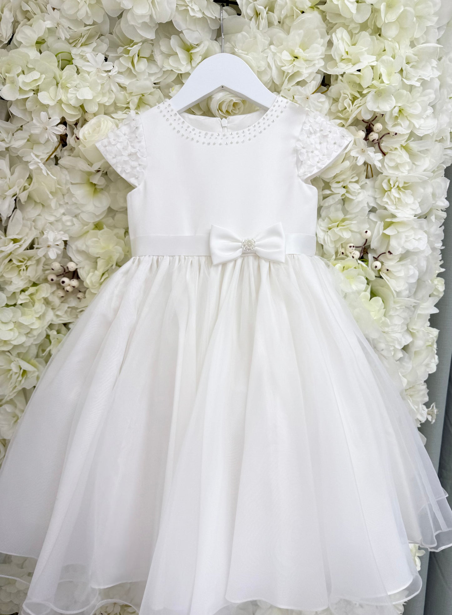 Sarah Louise Pearl Flower & Bow Occasion Dress & Matching Hairband