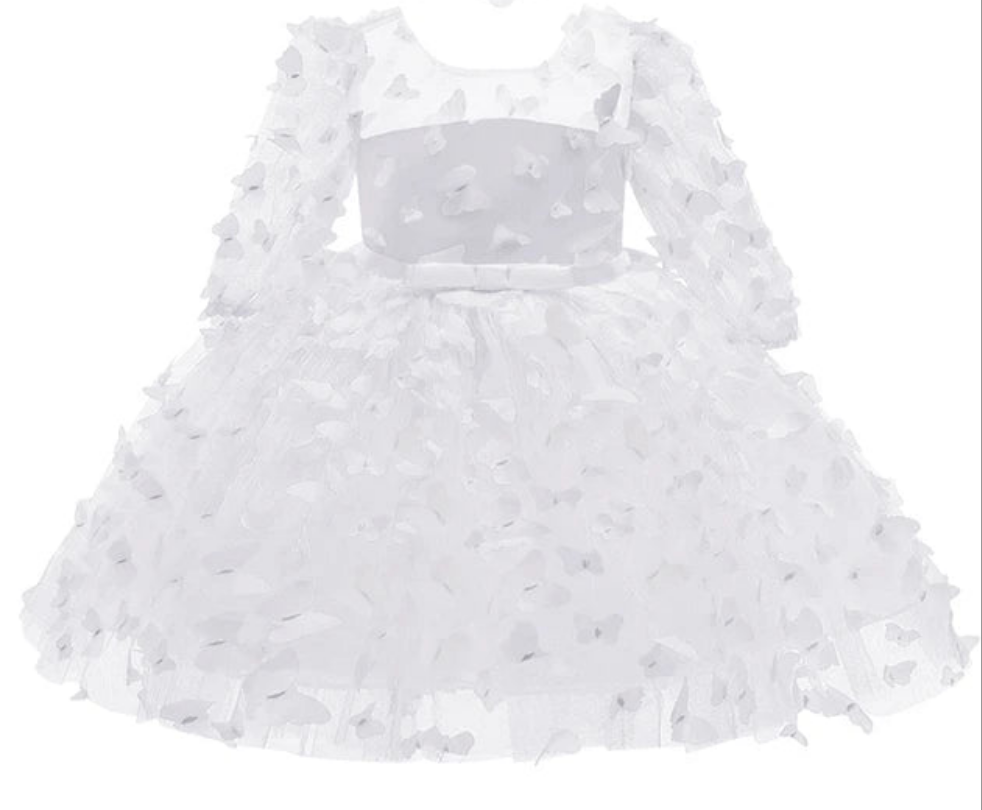 SALE White Butterfly Dress with Bow