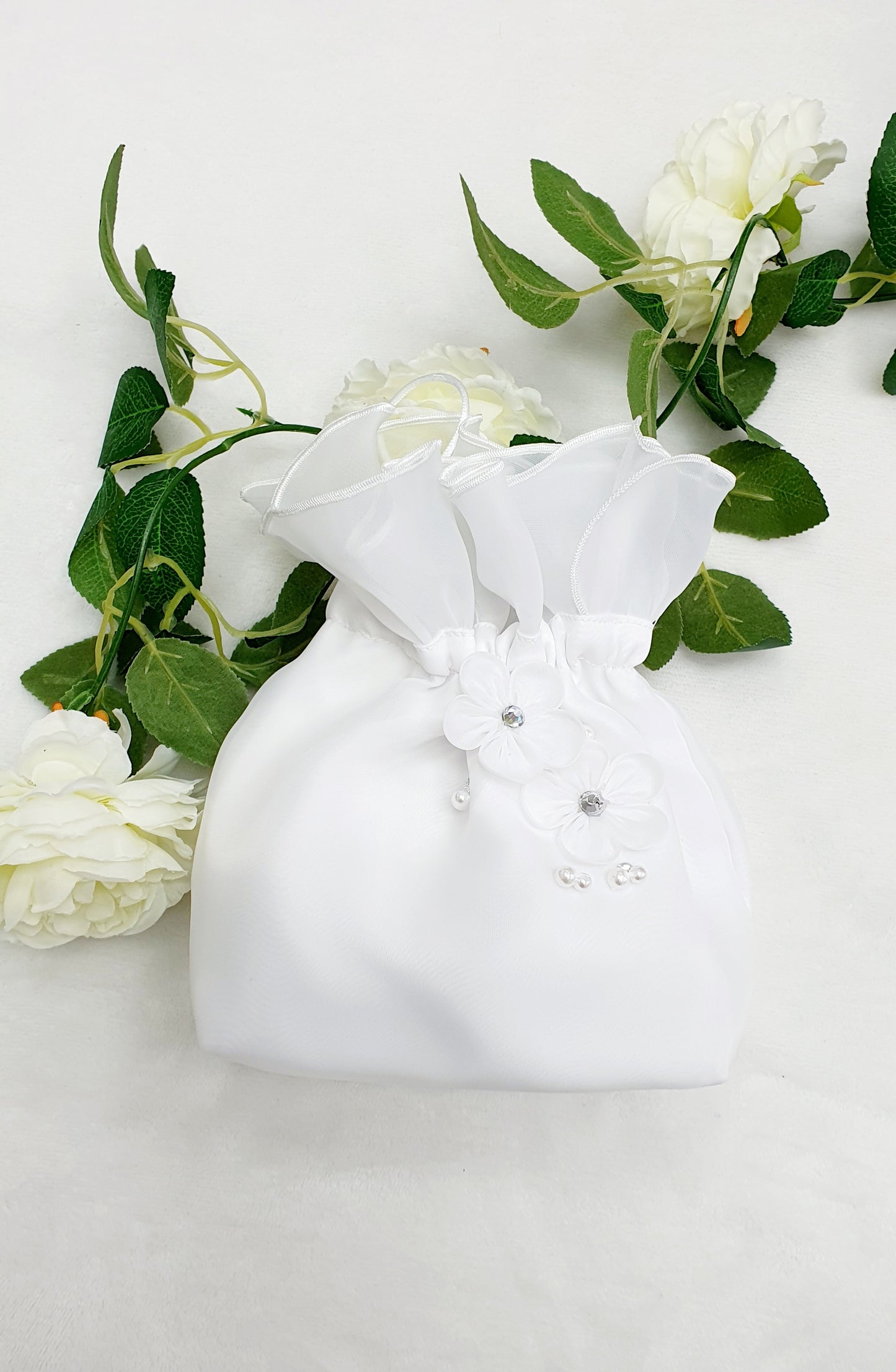 Communion Diamonte Flower Pouch Bag