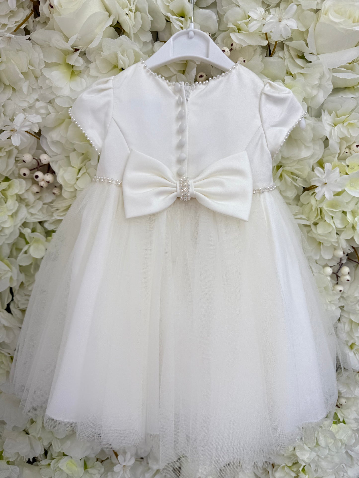 SALE LAST ONE Sarah Louise - Ivory Pearl Flower Girl Dress