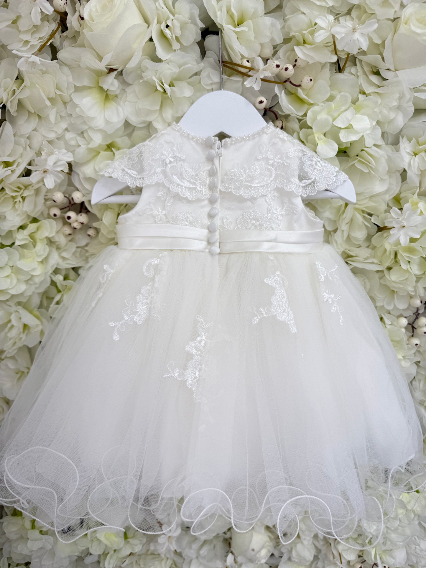 Sarah Louise Ivory Lace Collar Christening Dress