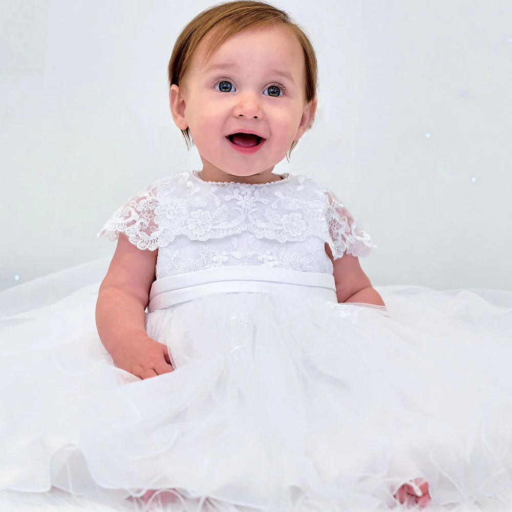 Sarah Louise Ivory Lace Collar Christening Dress