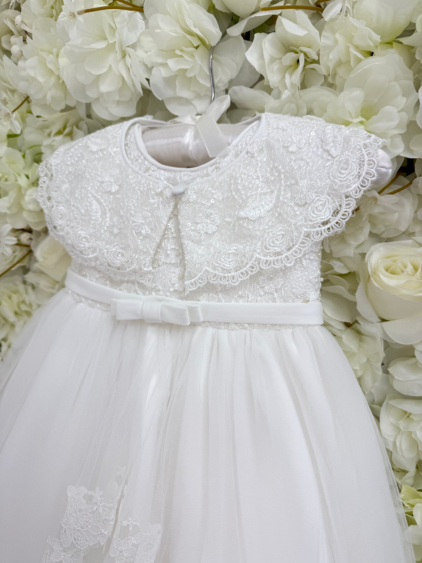 Ivory Christening Gown with Cape & Bonnet