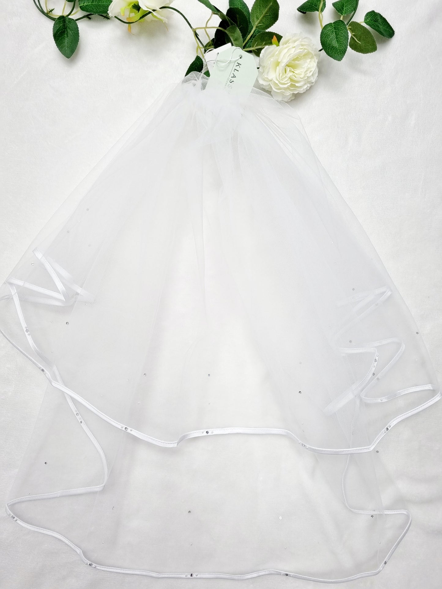 Lined & Diamonte Cross Communion Veil