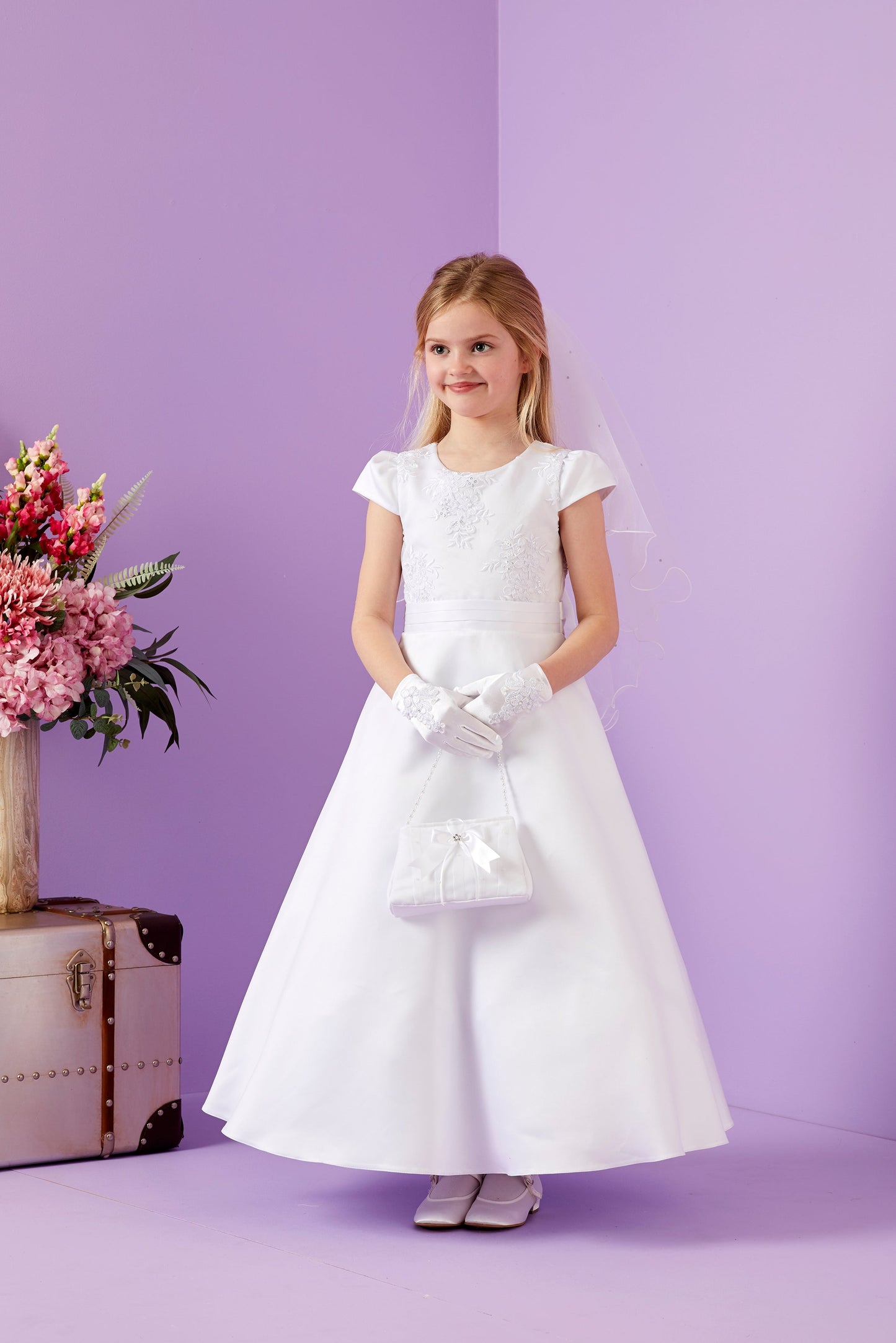 Etta Embroidered Bodice Communion Dress with Pockets