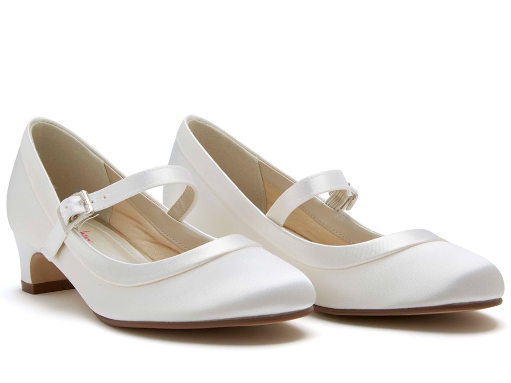 Girls White Satin Communion Shoe (M)