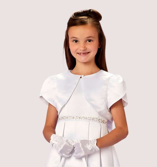 Satin Petal Sleeve Communion Bolero