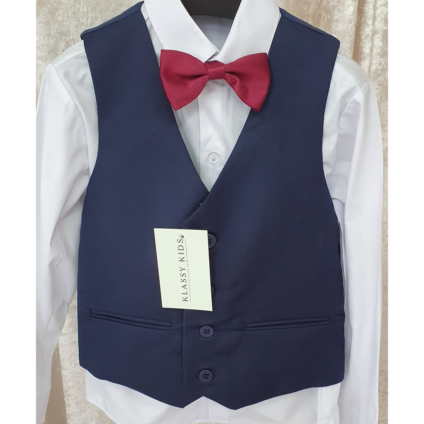 4 Piece Waistcoat Boys Set Navy