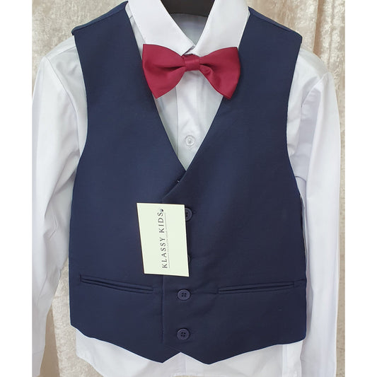 4 Piece Waistcoat Boys Set Navy