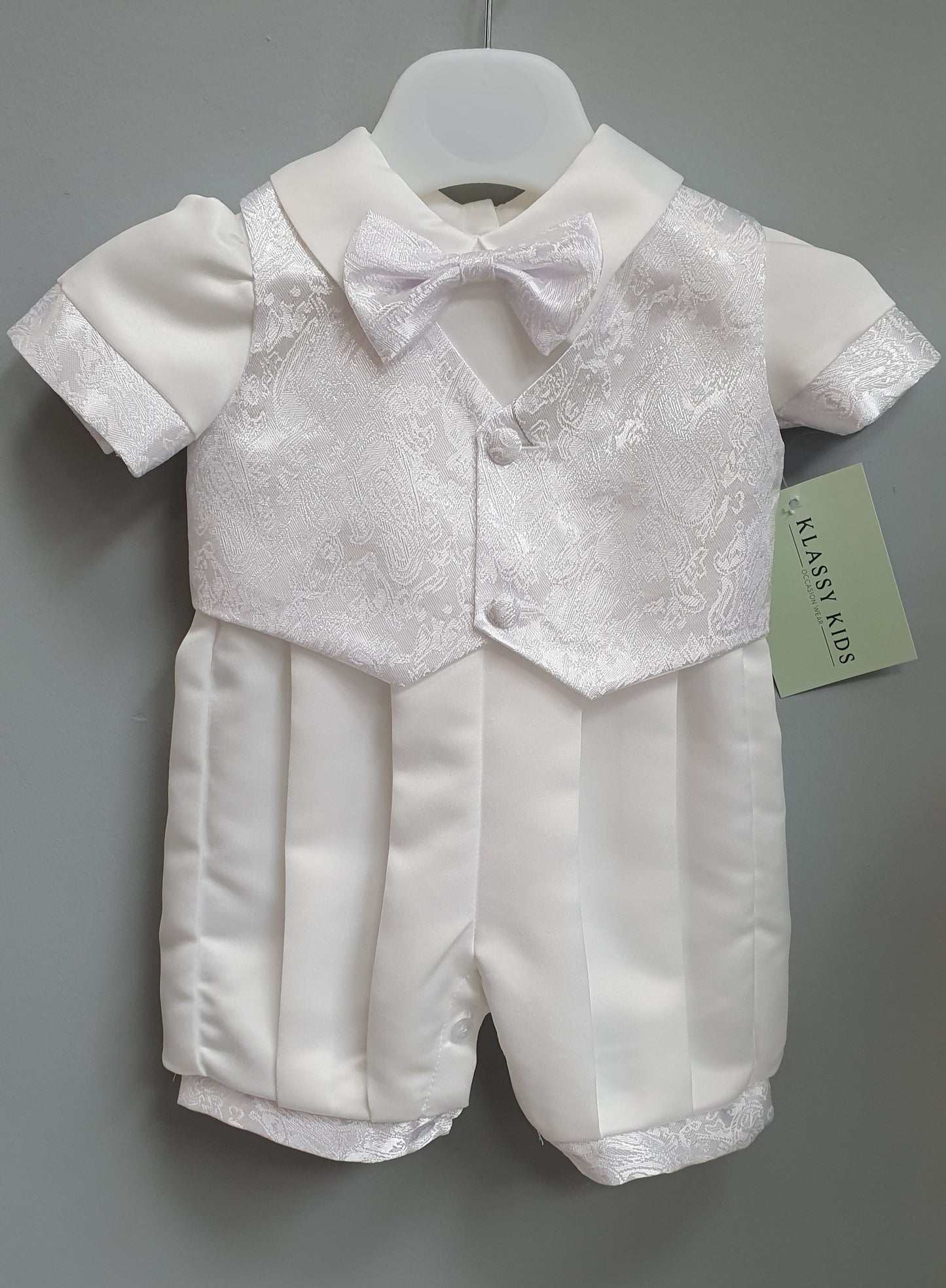 Kai Waistcoat Christening Romper & Cap