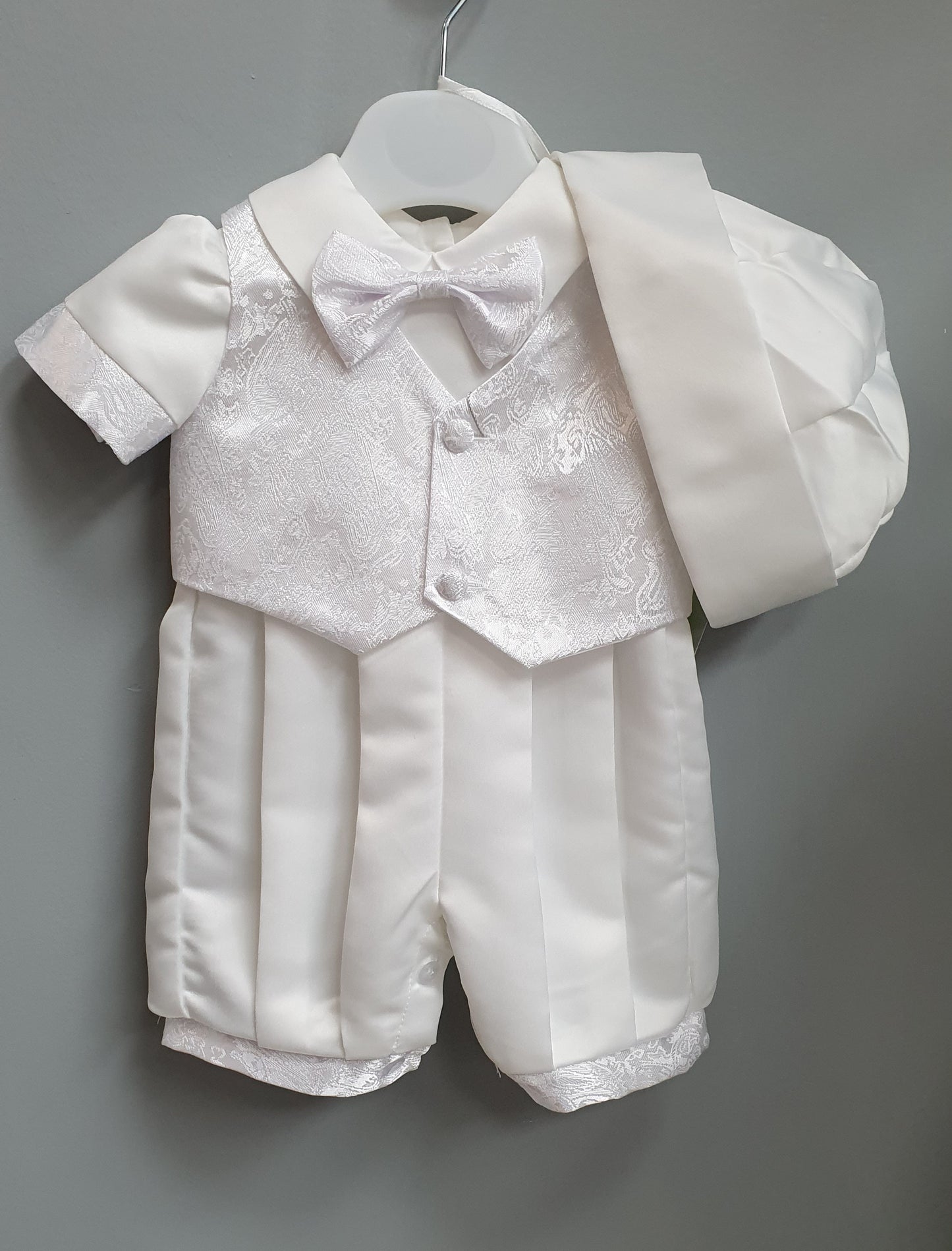 Kai Waistcoat Christening Romper & Cap