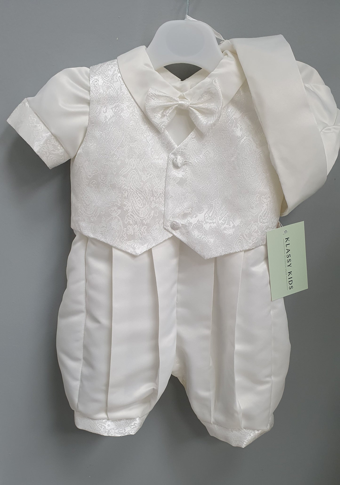 Kai Waistcoat Christening Romper & Cap