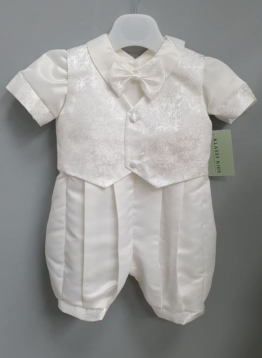 Kai Waistcoat Christening Romper & Cap