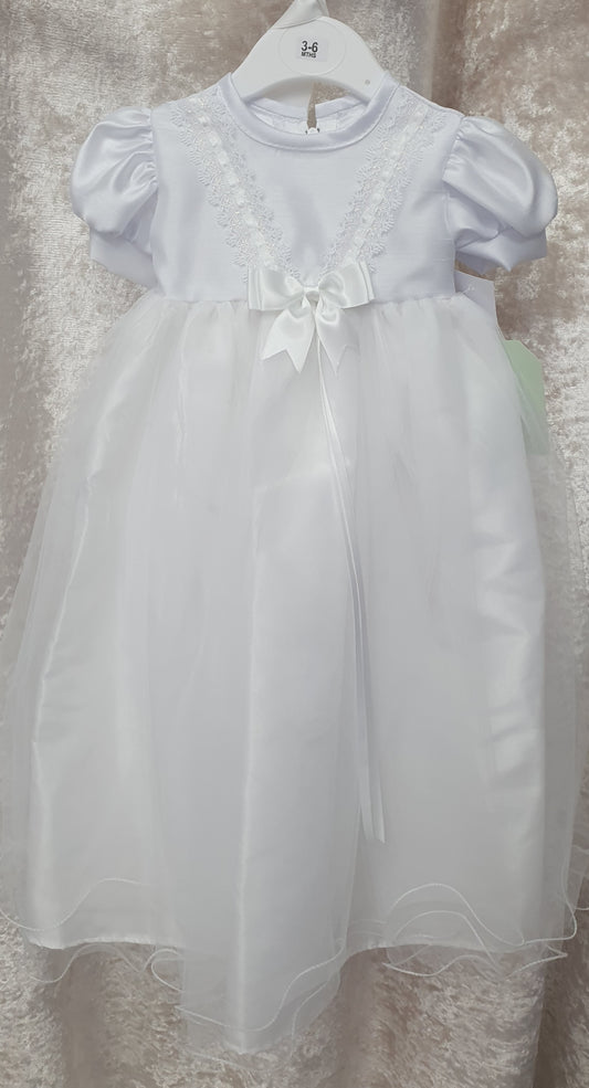 Girls Bow Christening Gown & Bonnet