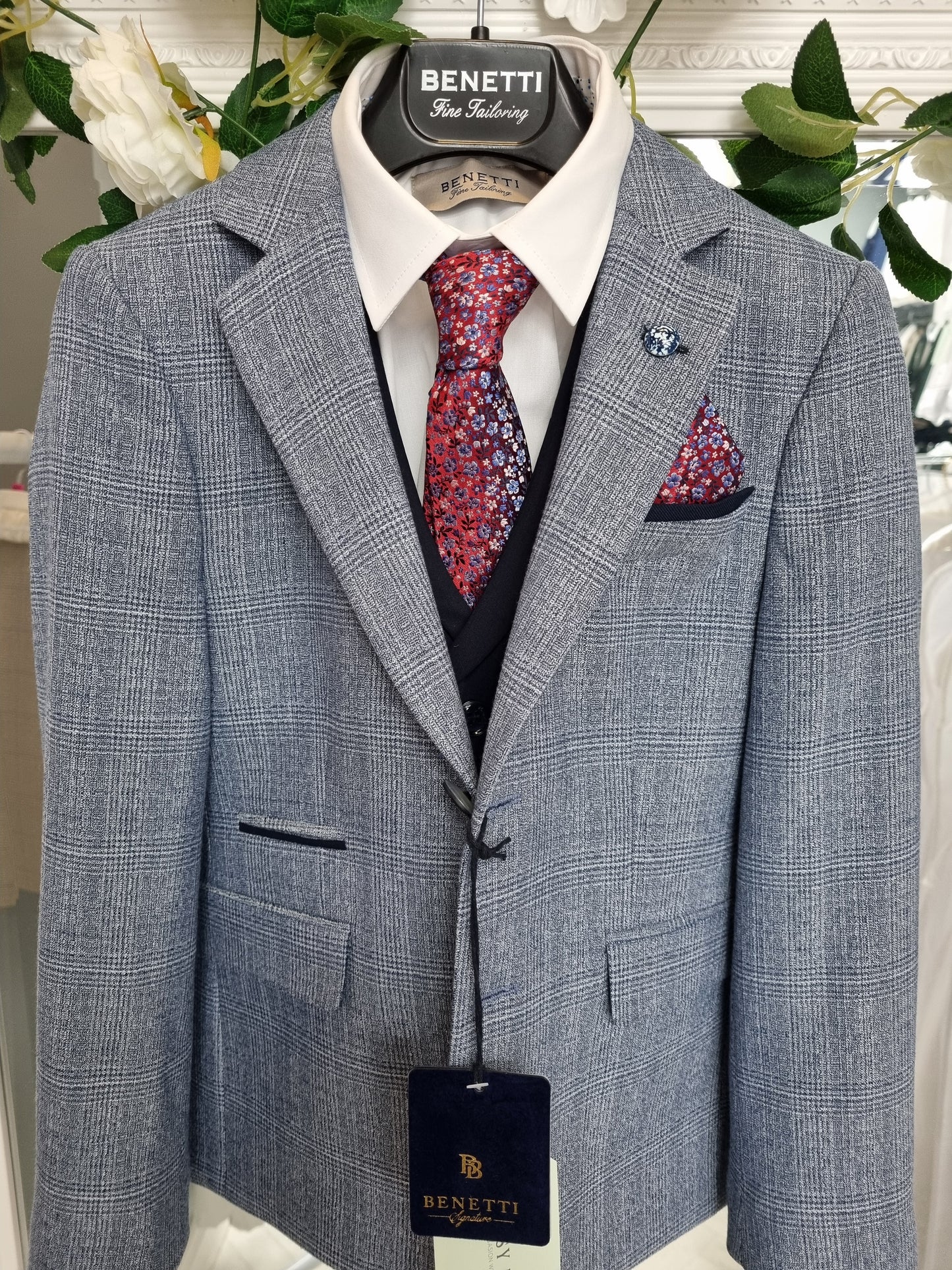 Benetti Blue Fleck Boy Blazer & Navy Waistcoat