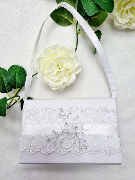 Lace & Diamonte Communion Bag