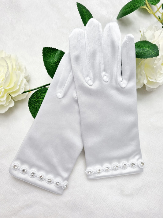 Diamonte Detail Communion Gloves