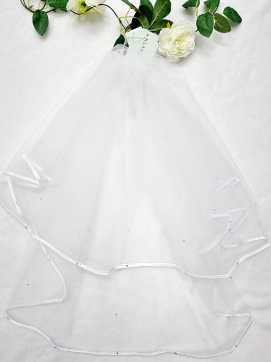 Lined Communion Veil with Diamontes