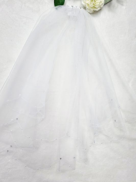 Diamonte & Pearl Trim Veil