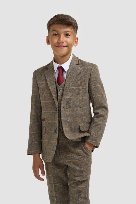 Cavani Boys Albert Brown Tweed Suit