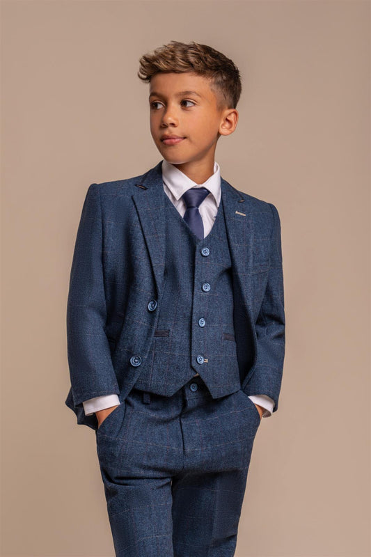 Cavani Carnegi Navy Tweed Boys Three Piece Suit