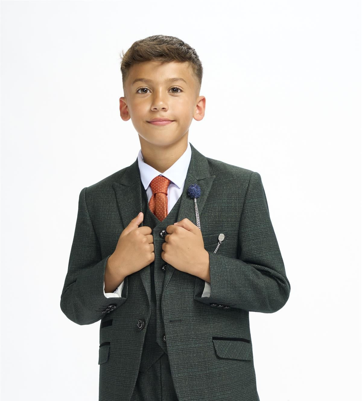 Cavani Caridi Olive Boys Three Piece Suit