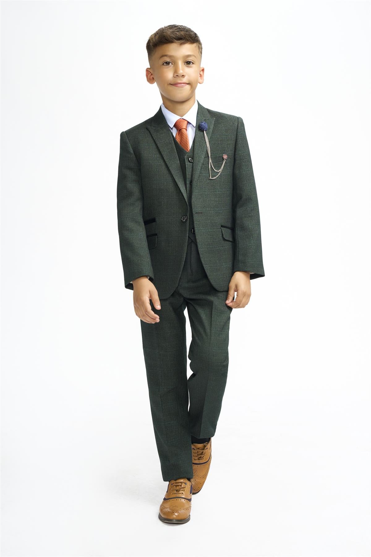 Cavani Caridi Olive Boys Three Piece Suit