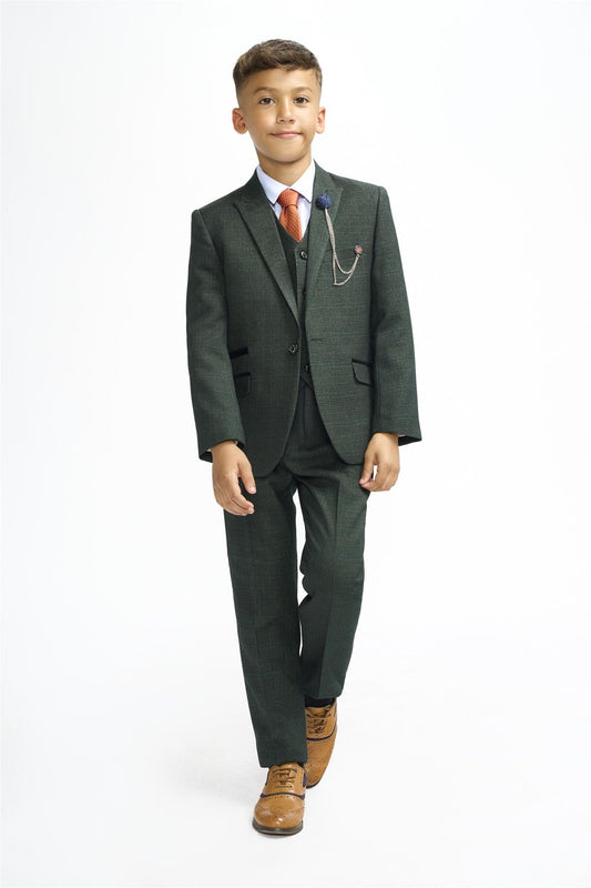 Boys Caridi Olive 3 Piece Suit