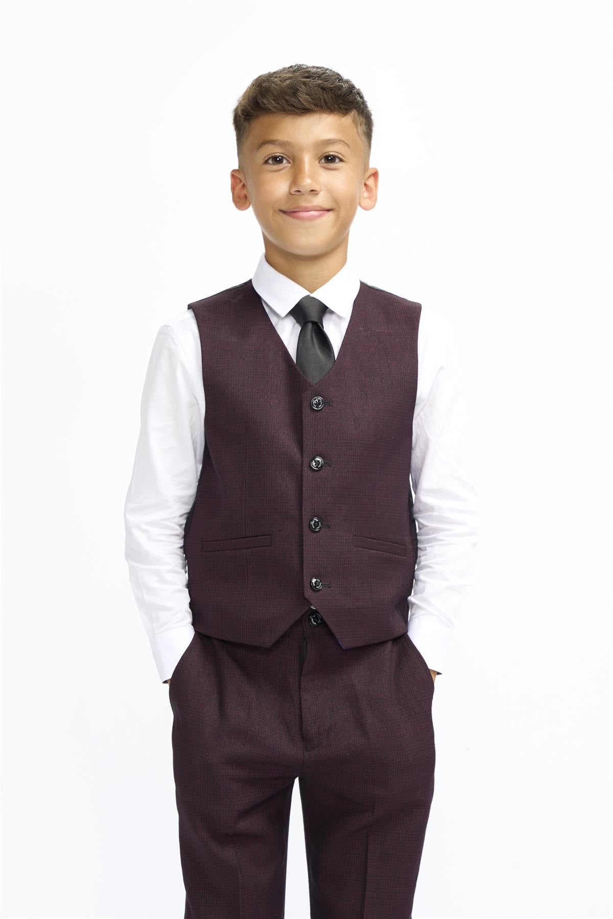 Cavani Boys Caridi Wine Three Piece Suit