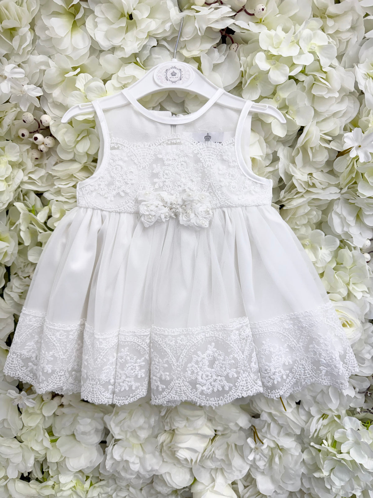 SALE LAST ONE Pearl Bow Ivory Baby Dress