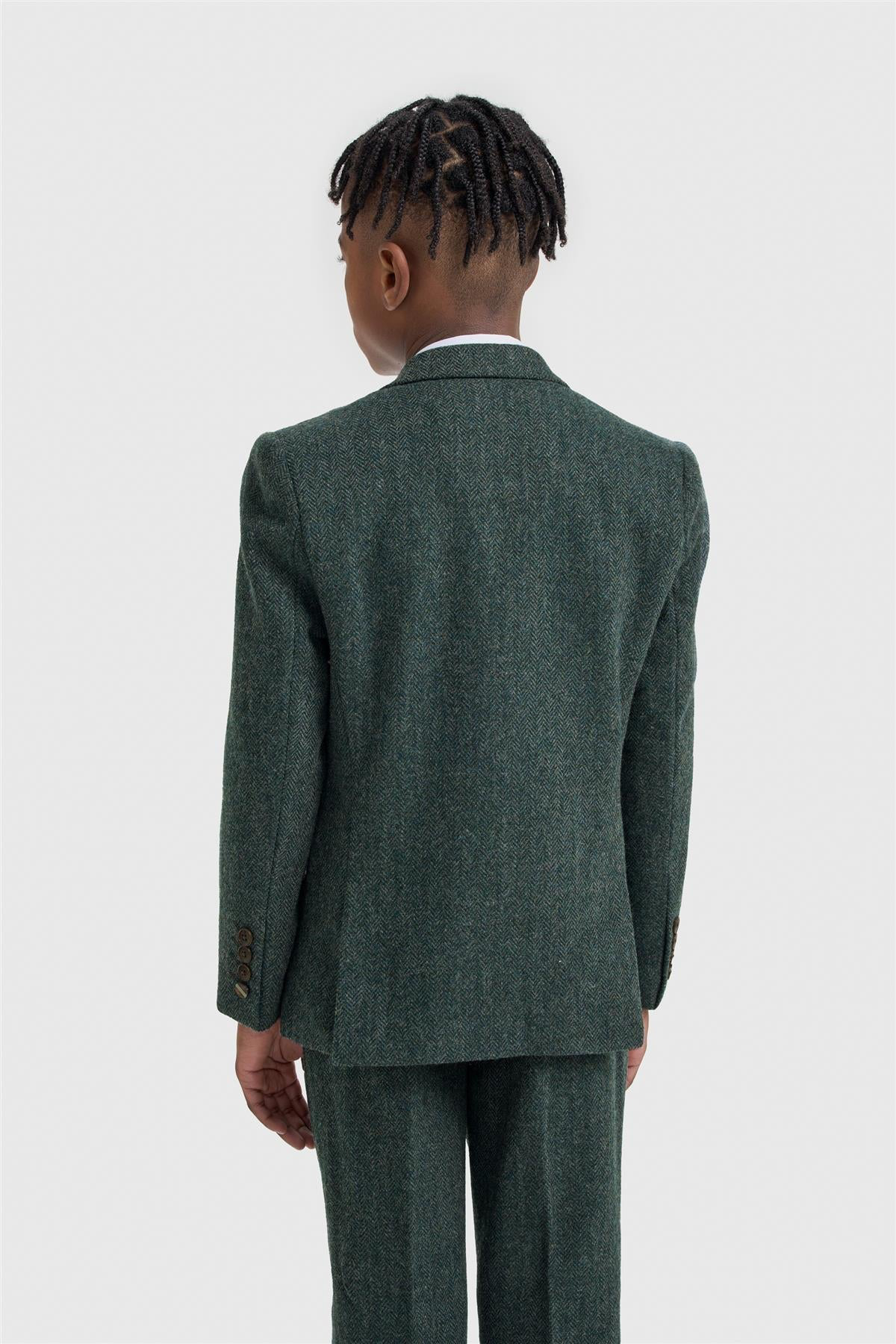 Boys Thomas Lush Olive Tweed Suit
