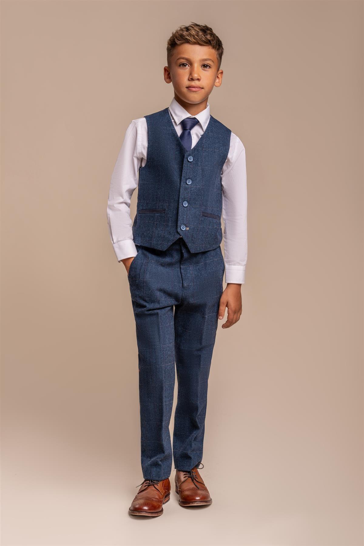 Cavani Carnegi Navy Tweed Boys Three Piece Suit