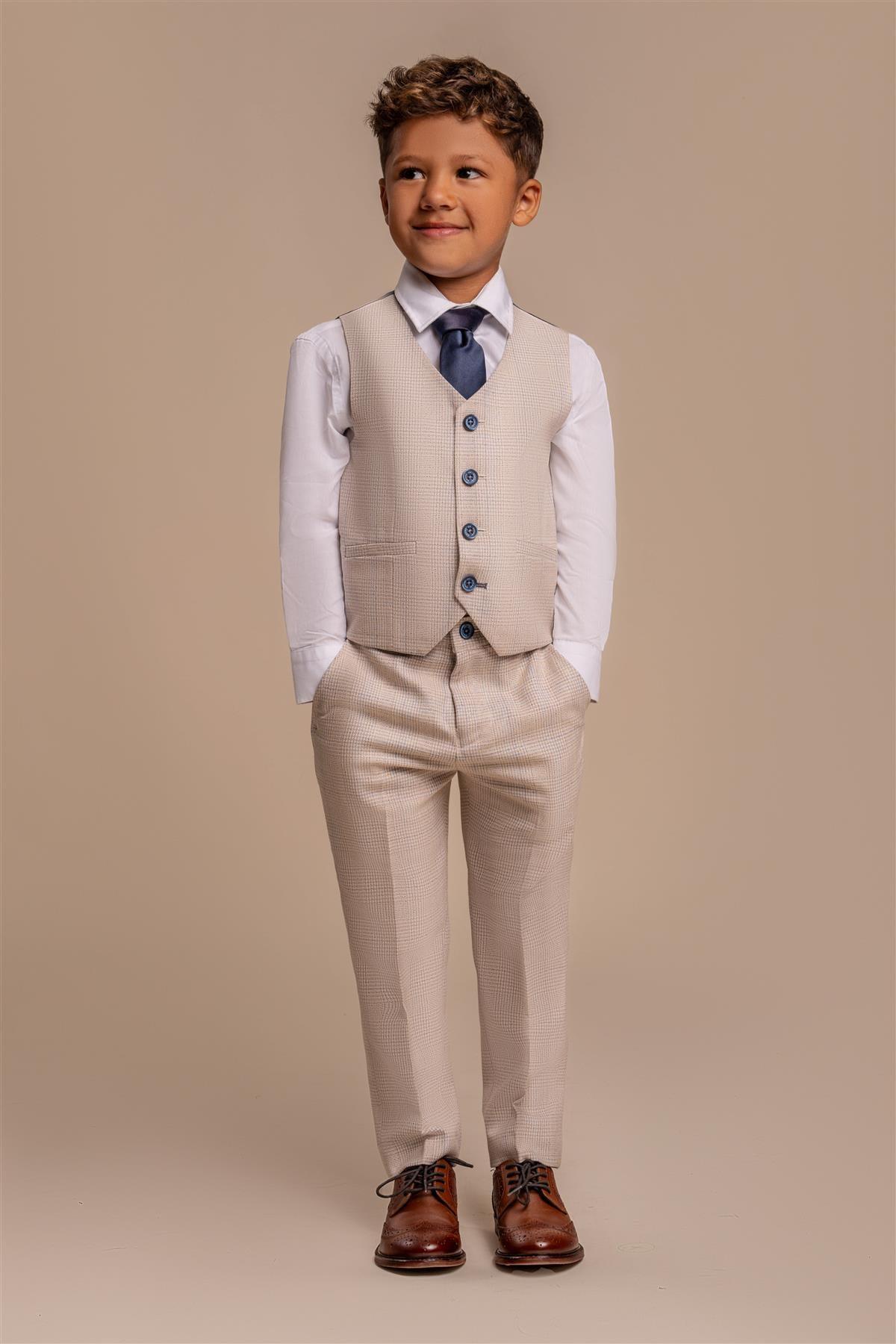 Cavani Caridi Beige Boys Three Piece Suit