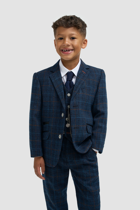 SALE Boys Check Tweed 3 Piece Suit