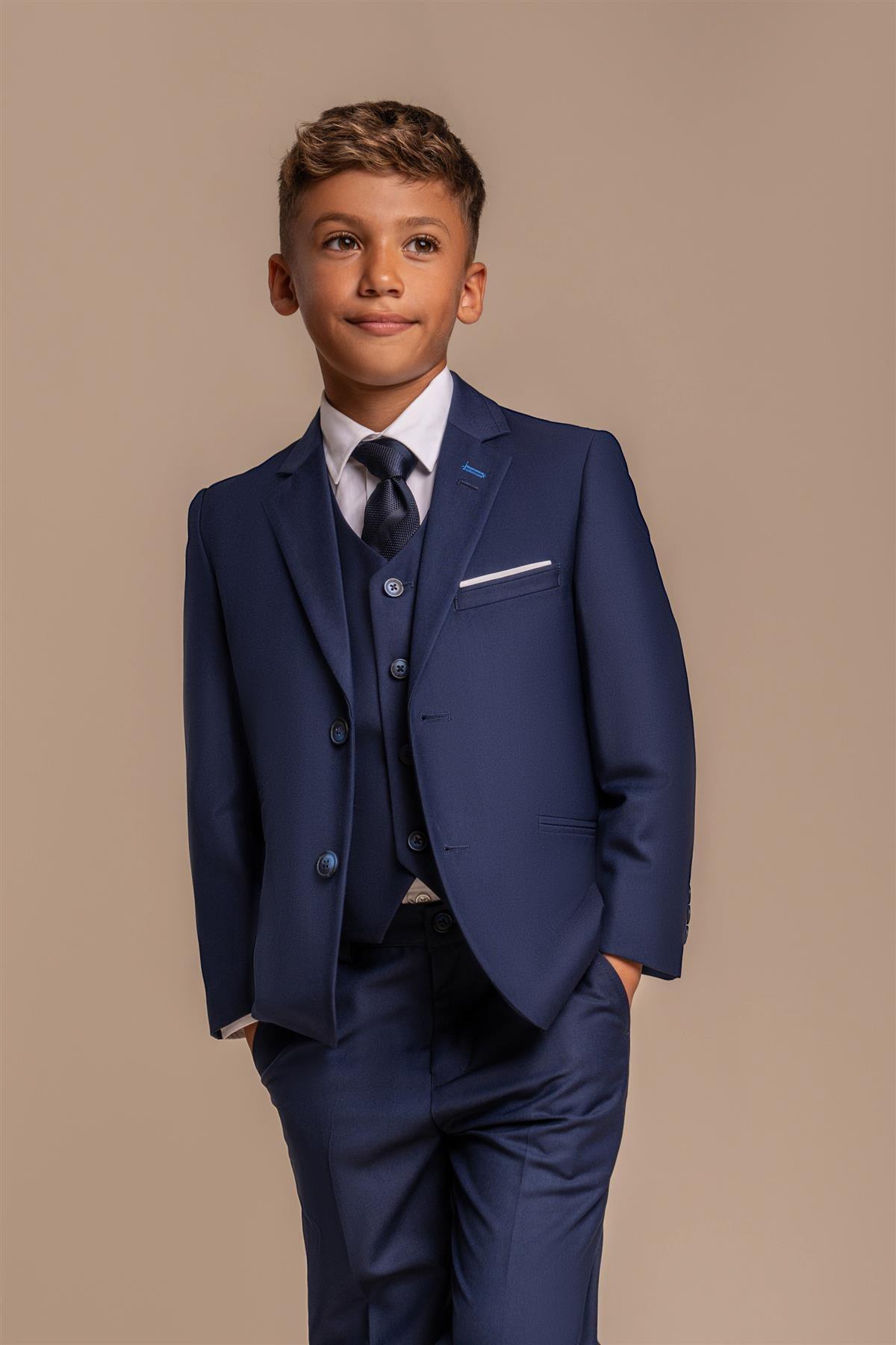 Cavani Jefferson Boys Navy Three Piece Suit