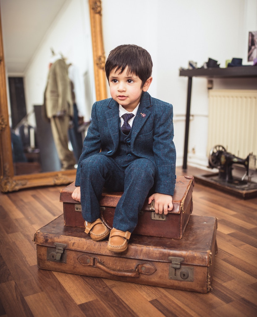 Cavani Carnegi Navy Tweed Boys Three Piece Suit